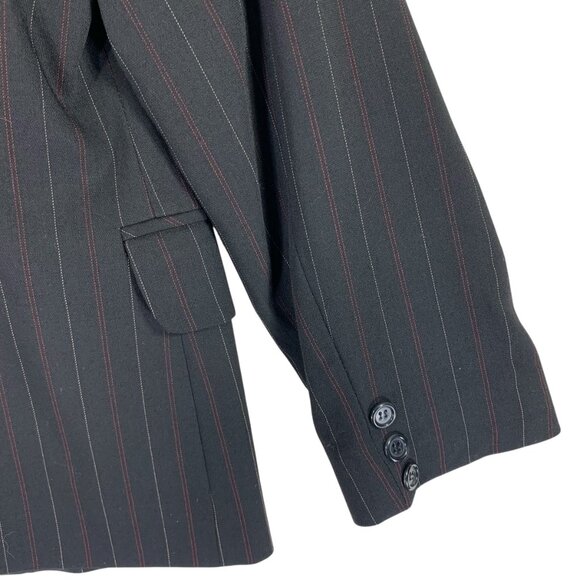 wool blend 2 piece set pinstripe womens suit blazer sz12 pants SZ 8 LOUBEN - Picture 6 of 16